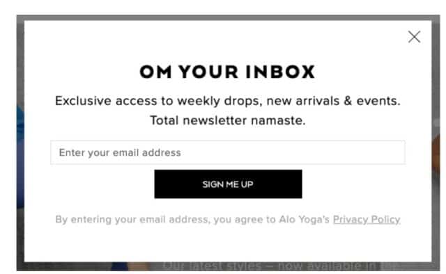 Alo Yoga’s Informational Email